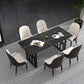 Glam Style Stone Top Double Pedestal Table Home Rectangle Dining Table Clearhalo 'Dining Tables & Seating' 'Dining Tables' 'dining_table' 'furn' 'furn_dining_table' 'Furniture' 'furniture_dining_table' 'Kitchen & Dining Furniture' 'kitchen' 'kitchen_dining_table' 4831256