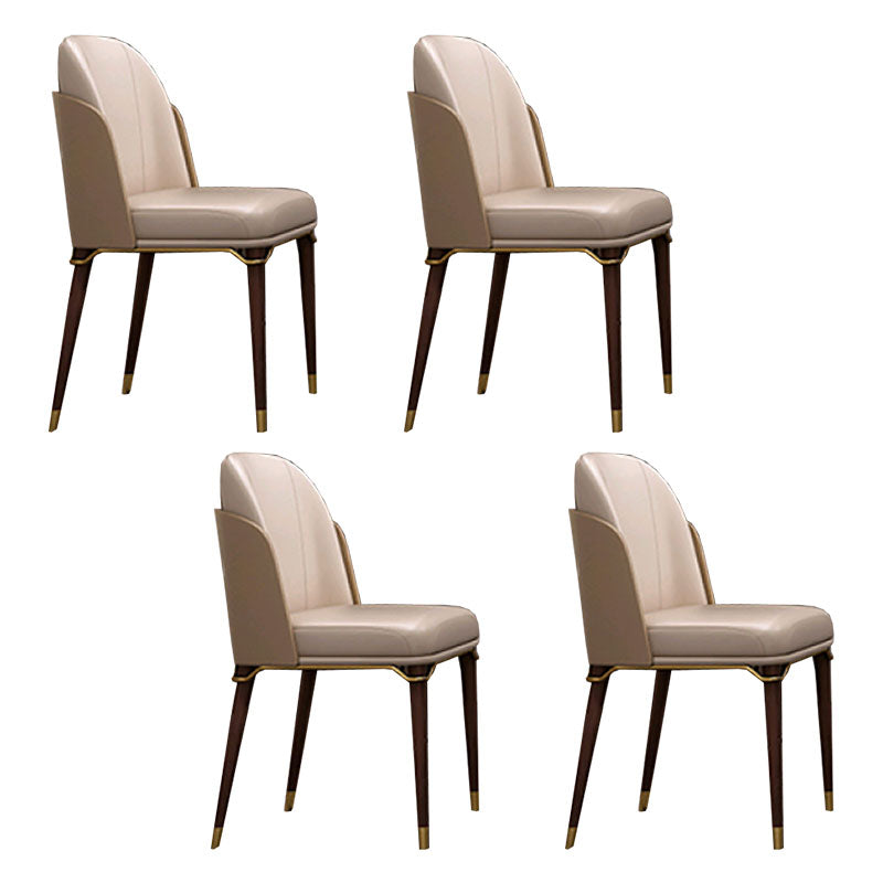 Glam Solid Wood Kitchen and Dining Room Chair Wingback Side Chair Khaki 4 Piece Set Clearhalo 'Dining Chairs' 'Dining Tables & Seating' 'dining_chair' 'furn' 'furn_dining_chair' 'Furniture' 'furniture_dining_chair' 'Kitchen & Dining Furniture' 4831284