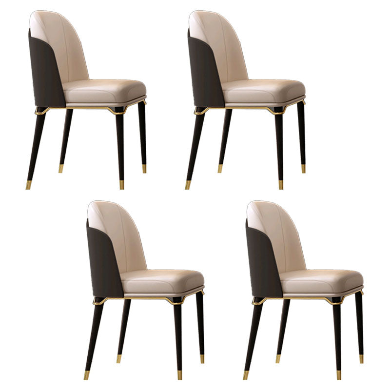 Glam Solid Wood Kitchen and Dining Room Chair Wingback Side Chair Grey Beige 4 Piece Set Clearhalo 'Dining Chairs' 'Dining Tables & Seating' 'dining_chair' 'furn' 'furn_dining_chair' 'Furniture' 'furniture_dining_chair' 'Kitchen & Dining Furniture' 4831289