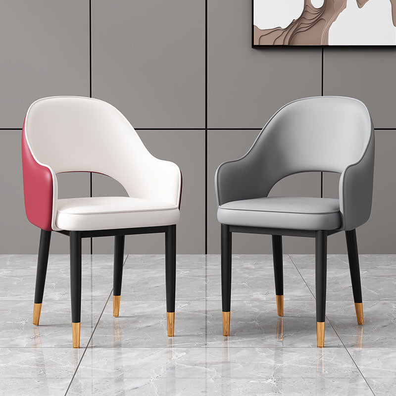 Glam Iron Arm Chair Open Back Dining Side Chair with Upholstered(Set of 4) Clearhalo 'Dining Chairs' 'Dining Tables & Seating' 'dining_chair' 'furn' 'furn_dining_chair' 'Furniture' 'furniture_dining_chair' 'Kitchen & Dining Furniture' 4831302