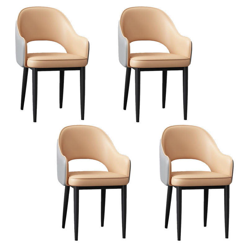 Glam Iron Arm Chair Open Back Dining Side Chair with Upholstered(Set of 4) Nude 4 Piece Set Black Clearhalo 'Dining Chairs' 'Dining Tables & Seating' 'dining_chair' 'furn' 'furn_dining_chair' 'Furniture' 'furniture_dining_chair' 'Kitchen & Dining Furniture' 4831305