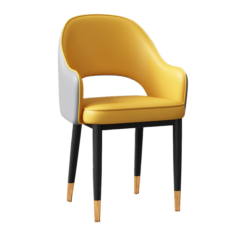 Glam Iron Arm Chair Open Back Dining Side Chair with Upholstered(Set of 4) Clearhalo 'Dining Chairs' 'Dining Tables & Seating' 'dining_chair' 'furn' 'furn_dining_chair' 'Furniture' 'furniture_dining_chair' 'Kitchen & Dining Furniture' 4831310