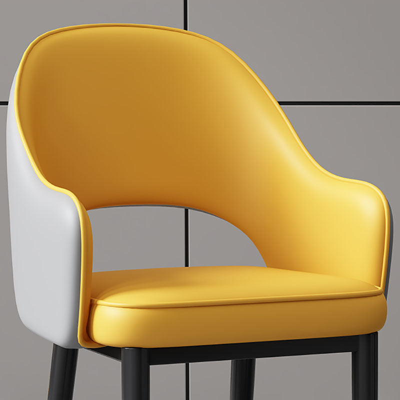 Glam Iron Arm Chair Open Back Dining Side Chair with Upholstered(Set of 4) Clearhalo 'Dining Chairs' 'Dining Tables & Seating' 'dining_chair' 'furn' 'furn_dining_chair' 'Furniture' 'furniture_dining_chair' 'Kitchen & Dining Furniture' 4831312