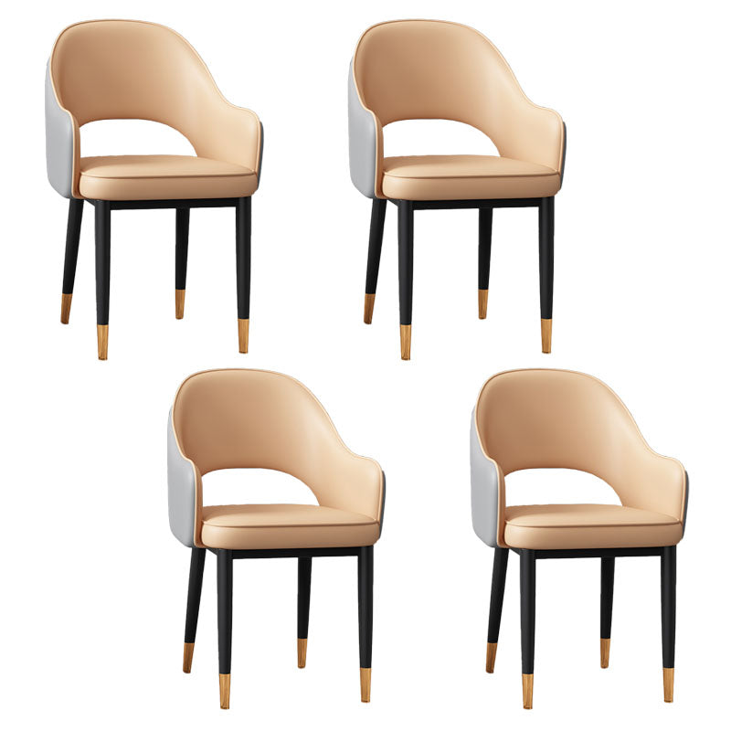 Glam Iron Arm Chair Open Back Dining Side Chair with Upholstered(Set of 4) Nude 4 Piece Set Black Gold Clearhalo 'Dining Chairs' 'Dining Tables & Seating' 'dining_chair' 'furn' 'furn_dining_chair' 'Furniture' 'furniture_dining_chair' 'Kitchen & Dining Furniture' 4831318