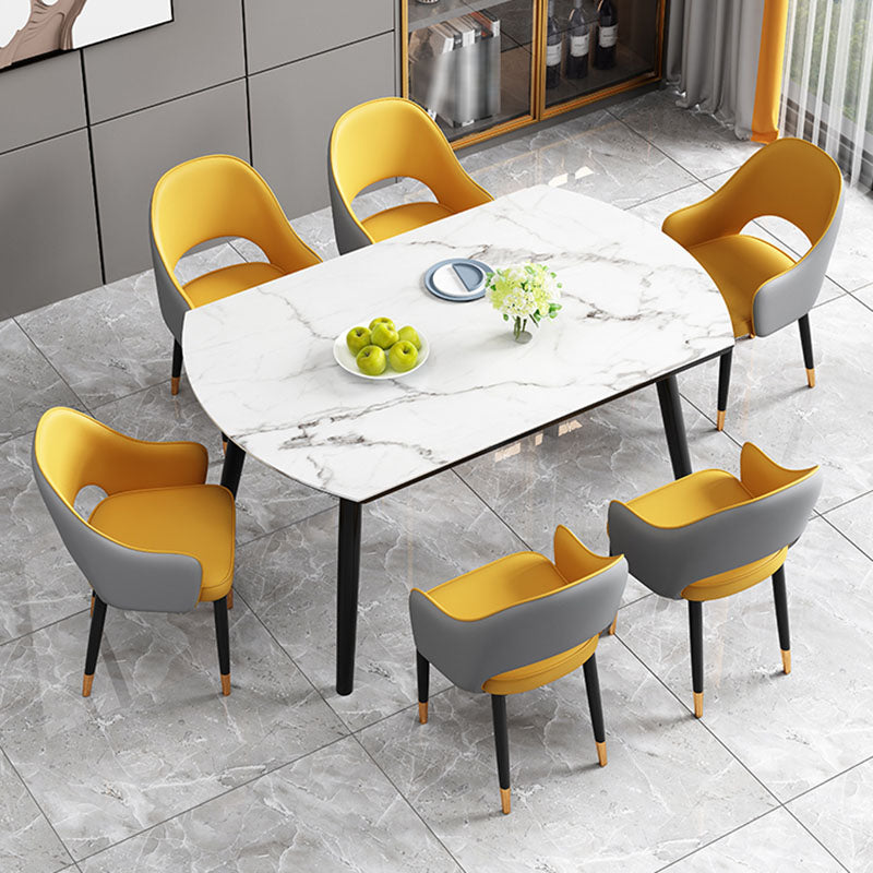 Glam Iron Arm Chair Open Back Dining Side Chair with Upholstered(Set of 4) Clearhalo 'Dining Chairs' 'Dining Tables & Seating' 'dining_chair' 'furn' 'furn_dining_chair' 'Furniture' 'furniture_dining_chair' 'Kitchen & Dining Furniture' 4831320