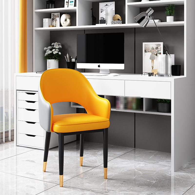 Glam Iron Arm Chair Open Back Dining Side Chair with Upholstered(Set of 4) Clearhalo 'Dining Chairs' 'Dining Tables & Seating' 'dining_chair' 'furn' 'furn_dining_chair' 'Furniture' 'furniture_dining_chair' 'Kitchen & Dining Furniture' 4831325