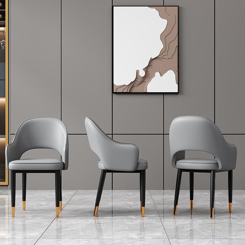 Glam Iron Arm Chair Open Back Dining Side Chair with Upholstered(Set of 4) Clearhalo 'Dining Chairs' 'Dining Tables & Seating' 'dining_chair' 'furn' 'furn_dining_chair' 'Furniture' 'furniture_dining_chair' 'Kitchen & Dining Furniture' 4831326