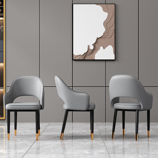 Glam Iron Arm Chair Open Back Dining Side Chair with Upholstered(Set of 4) Clearhalo 'Dining Chairs' 'Dining Tables & Seating' 'dining_chair' 'furn' 'furn_dining_chair' 'Furniture' 'furniture_dining_chair' 'Kitchen & Dining Furniture' 4831326