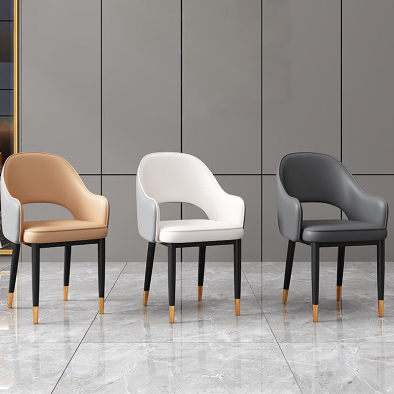 Glam Iron Arm Chair Open Back Dining Side Chair with Upholstered(Set of 4) Clearhalo 'Dining Chairs' 'Dining Tables & Seating' 'dining_chair' 'furn' 'furn_dining_chair' 'Furniture' 'furniture_dining_chair' 'Kitchen & Dining Furniture' 4831327