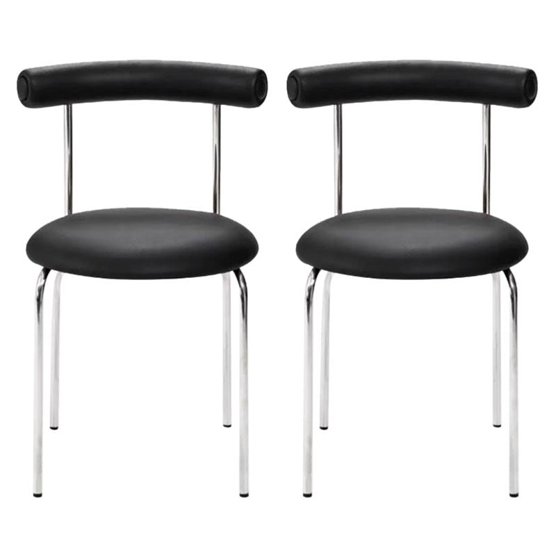 Glam Stainless Steel Legs Armless Dining Chairs Open Back Dining Side Chair in Silver Black 2 Piece Set Clearhalo 'Dining Chairs' 'Dining Tables & Seating' 'dining_chair' 'furn' 'furn_dining_chair' 'Furniture' 'furniture_dining_chair' 'Kitchen & Dining Furniture' 4831332