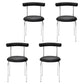 Glam Stainless Steel Legs Armless Dining Chairs Open Back Dining Side Chair in Silver Black 4 Piece Set Clearhalo 'Dining Chairs' 'Dining Tables & Seating' 'dining_chair' 'furn' 'furn_dining_chair' 'Furniture' 'furniture_dining_chair' 'Kitchen & Dining Furniture' 4831334