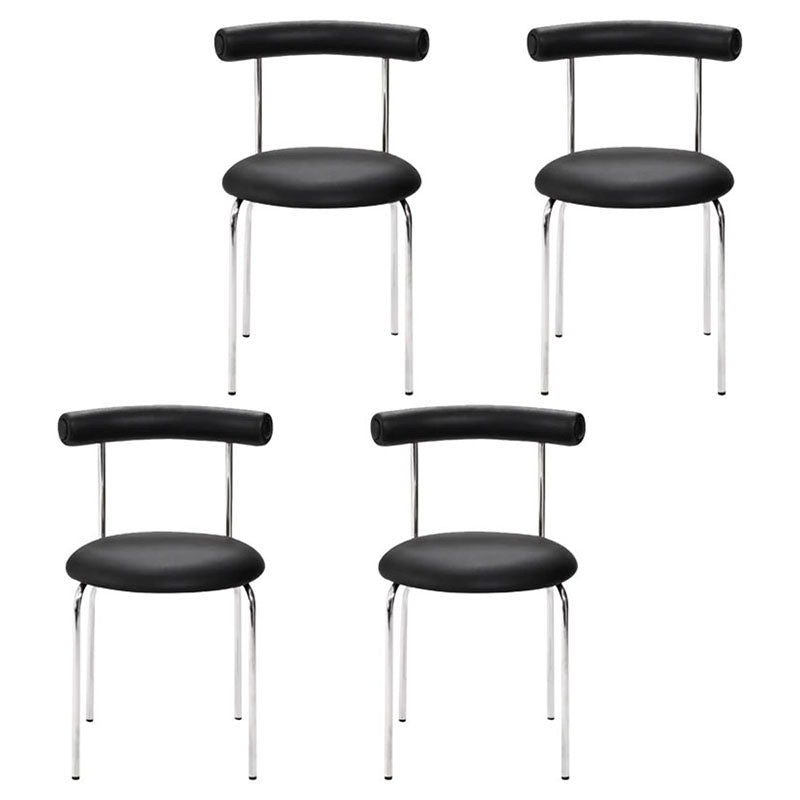 Glam Stainless Steel Legs Armless Dining Chairs Open Back Dining Side Chair in Silver Black 4 Piece Set Clearhalo 'Dining Chairs' 'Dining Tables & Seating' 'dining_chair' 'furn' 'furn_dining_chair' 'Furniture' 'furniture_dining_chair' 'Kitchen & Dining Furniture' 4831334