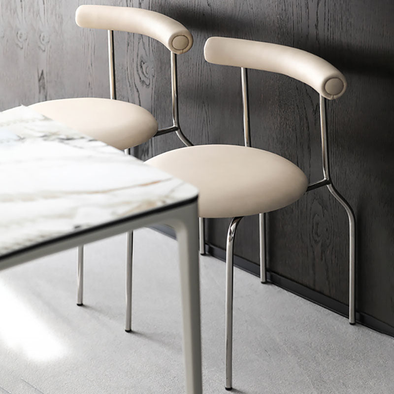 Glam Stainless Steel Legs Armless Dining Chairs Open Back Dining Side Chair in Silver Clearhalo 'Dining Chairs' 'Dining Tables & Seating' 'dining_chair' 'furn' 'furn_dining_chair' 'Furniture' 'furniture_dining_chair' 'Kitchen & Dining Furniture' 4831335