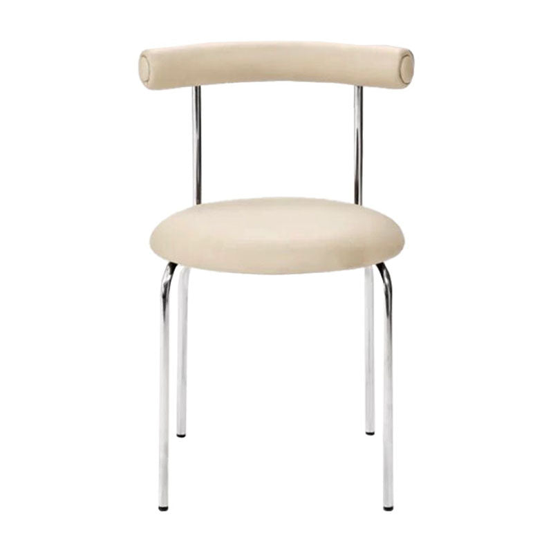 Glam Stainless Steel Legs Armless Dining Chairs Open Back Dining Side Chair in Silver Cream 1 Piece Clearhalo 'Dining Chairs' 'Dining Tables & Seating' 'dining_chair' 'furn' 'furn_dining_chair' 'Furniture' 'furniture_dining_chair' 'Kitchen & Dining Furniture' 4831337