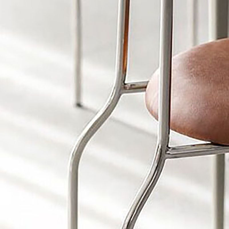 Glam Stainless Steel Legs Armless Dining Chairs Open Back Dining Side Chair in Silver Clearhalo 'Dining Chairs' 'Dining Tables & Seating' 'dining_chair' 'furn' 'furn_dining_chair' 'Furniture' 'furniture_dining_chair' 'Kitchen & Dining Furniture' 4831342