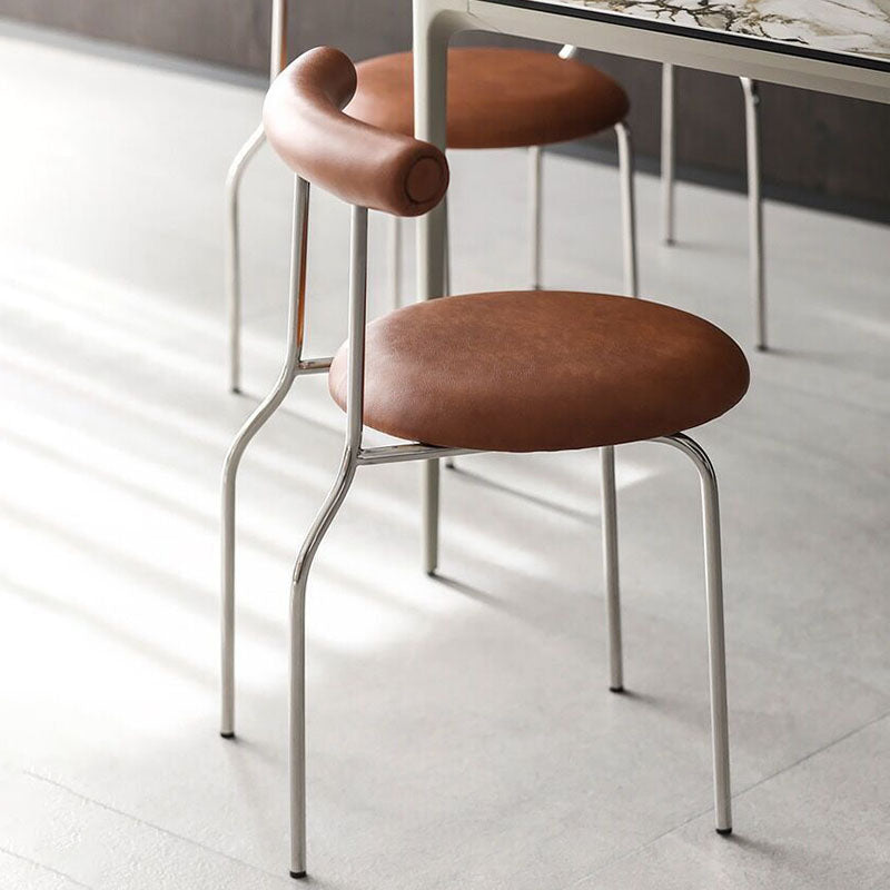 Glam Stainless Steel Legs Armless Dining Chairs Open Back Dining Side Chair in Silver Clearhalo 'Dining Chairs' 'Dining Tables & Seating' 'dining_chair' 'furn' 'furn_dining_chair' 'Furniture' 'furniture_dining_chair' 'Kitchen & Dining Furniture' 4831349