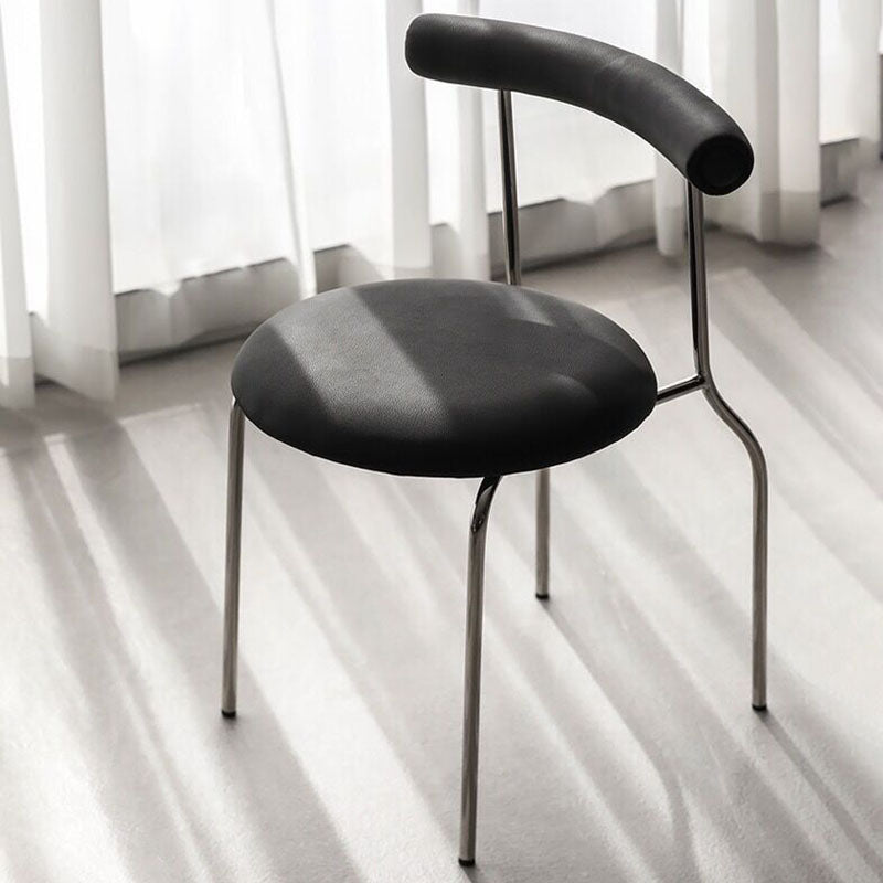 Glam Stainless Steel Legs Armless Dining Chairs Open Back Dining Side Chair in Silver Clearhalo 'Dining Chairs' 'Dining Tables & Seating' 'dining_chair' 'furn' 'furn_dining_chair' 'Furniture' 'furniture_dining_chair' 'Kitchen & Dining Furniture' 4831351