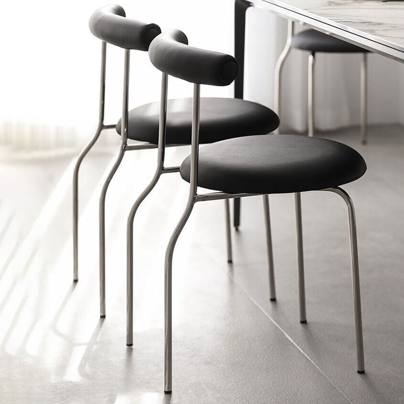 Glam Stainless Steel Legs Armless Dining Chairs Open Back Dining Side Chair in Silver Clearhalo 'Dining Chairs' 'Dining Tables & Seating' 'dining_chair' 'furn' 'furn_dining_chair' 'Furniture' 'furniture_dining_chair' 'Kitchen & Dining Furniture' 4831353