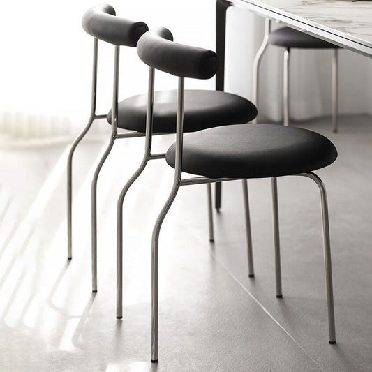 Glam Stainless Steel Legs Armless Dining Chairs Open Back Dining Side Chair in Silver Clearhalo 'Dining Chairs' 'Dining Tables & Seating' 'dining_chair' 'furn' 'furn_dining_chair' 'Furniture' 'furniture_dining_chair' 'Kitchen & Dining Furniture' 4831353