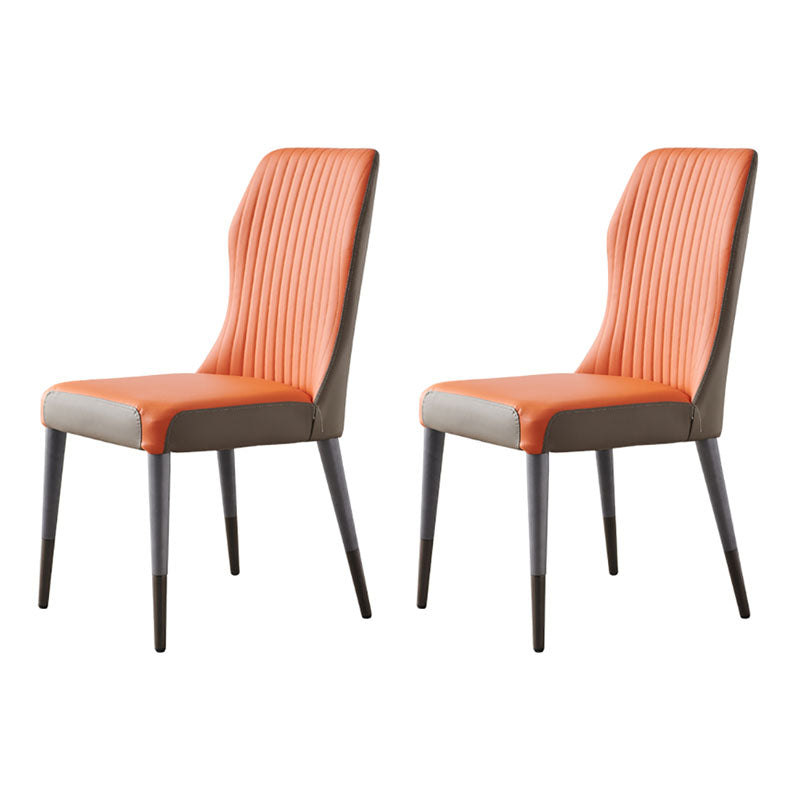 Glam Solid Wood Kitchen and Dining Room Chair Wingback Parsons Chair Orange 2 Piece Set Clearhalo 'Dining Chairs' 'Dining Tables & Seating' 'dining_chair' 'furn' 'furn_dining_chair' 'Furniture' 'furniture_dining_chair' 'Kitchen & Dining Furniture' 4831375