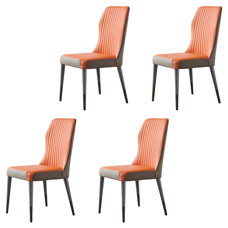Glam Solid Wood Kitchen and Dining Room Chair Wingback Parsons Chair Orange 4 Piece Set Clearhalo 'Dining Chairs' 'Dining Tables & Seating' 'dining_chair' 'furn' 'furn_dining_chair' 'Furniture' 'furniture_dining_chair' 'Kitchen & Dining Furniture' 4831377
