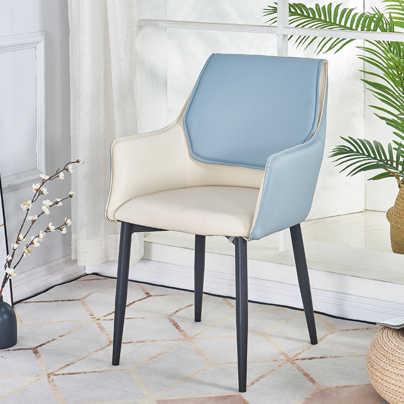 Modern Style Black Metal Arm Chair Upholstered Side Chair for Dining Room Clearhalo 'Dining Chairs' 'Dining Tables & Seating' 'dining_chair' 'furn' 'furn_dining_chair' 'Furniture' 'furniture_dining_chair' 'Kitchen & Dining Furniture' 4831386