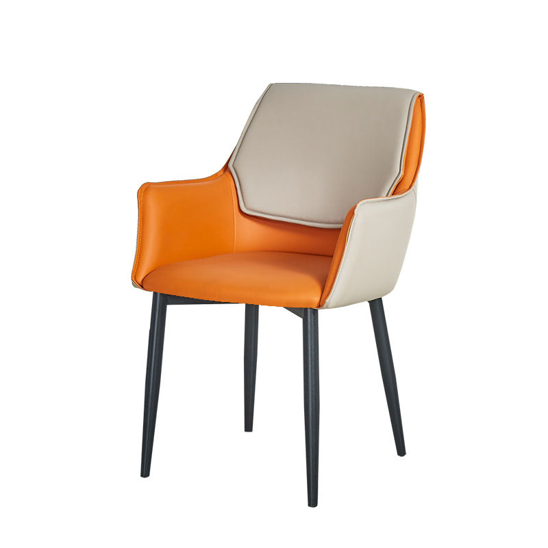 Modern Style Black Metal Arm Chair Upholstered Side Chair for Dining Room Clearhalo 'Dining Chairs' 'Dining Tables & Seating' 'dining_chair' 'furn' 'furn_dining_chair' 'Furniture' 'furniture_dining_chair' 'Kitchen & Dining Furniture' 4831391