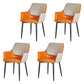 Modern Style Black Metal Arm Chair Upholstered Side Chair for Dining Room Orange 4 Piece Set Clearhalo 'Dining Chairs' 'Dining Tables & Seating' 'dining_chair' 'furn' 'furn_dining_chair' 'Furniture' 'furniture_dining_chair' 'Kitchen & Dining Furniture' 4831394