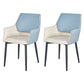 Modern Style Black Metal Arm Chair Upholstered Side Chair for Dining Room Dark Blue 2 Piece Set Clearhalo 'Dining Chairs' 'Dining Tables & Seating' 'dining_chair' 'furn' 'furn_dining_chair' 'Furniture' 'furniture_dining_chair' 'Kitchen & Dining Furniture' 4831397