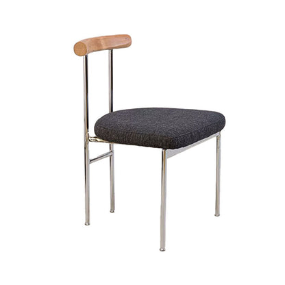 Glam Metal Dining Room Chairs Open Back Dining Side Chair in Silver Black-Silver Linen 1 Piece Clearhalo 'Dining Chairs' 'Dining Tables & Seating' 'dining_chair' 'furn' 'furn_dining_chair' 'Furniture' 'furniture_dining_chair' 'Kitchen & Dining Furniture' 4831415