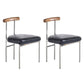 Glam Metal Dining Room Chairs Open Back Dining Side Chair in Silver Black Leather 2 Piece Set Clearhalo 'Dining Chairs' 'Dining Tables & Seating' 'dining_chair' 'furn' 'furn_dining_chair' 'Furniture' 'furniture_dining_chair' 'Kitchen & Dining Furniture' 4831423