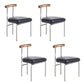 Glam Metal Dining Room Chairs Open Back Dining Side Chair in Silver Black Leather 4 Piece Set Clearhalo 'Dining Chairs' 'Dining Tables & Seating' 'dining_chair' 'furn' 'furn_dining_chair' 'Furniture' 'furniture_dining_chair' 'Kitchen & Dining Furniture' 4831424