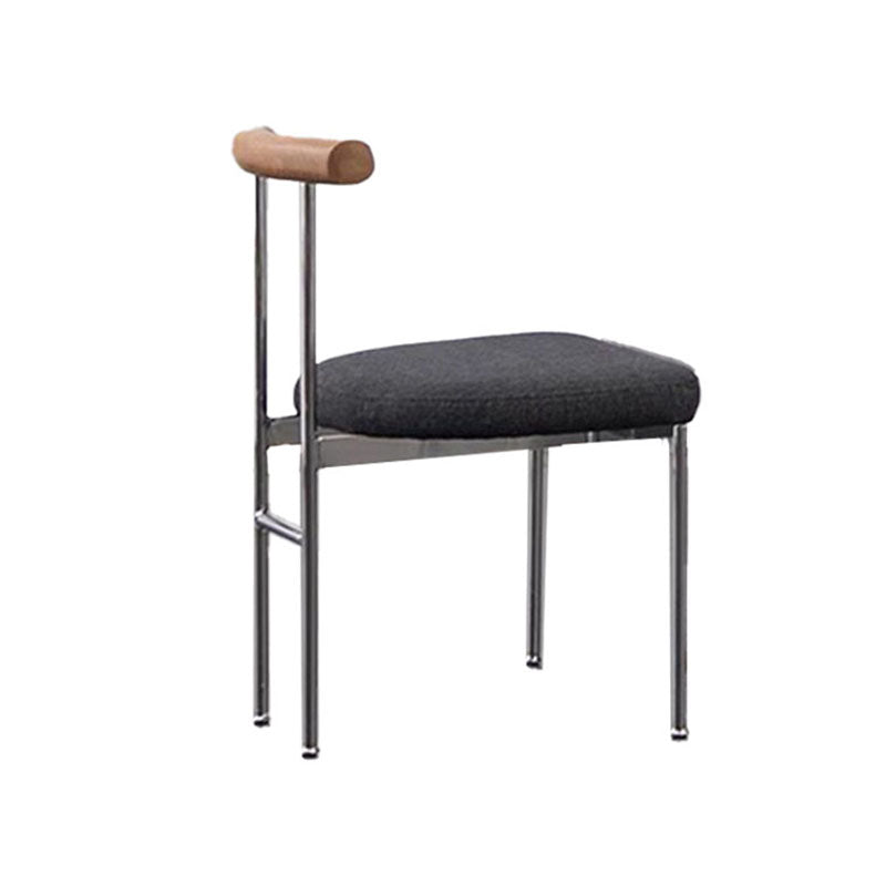 Glam Metal Dining Room Chairs Open Back Dining Side Chair in Silver Black Linen 1 Piece Clearhalo 'Dining Chairs' 'Dining Tables & Seating' 'dining_chair' 'furn' 'furn_dining_chair' 'Furniture' 'furniture_dining_chair' 'Kitchen & Dining Furniture' 4831425