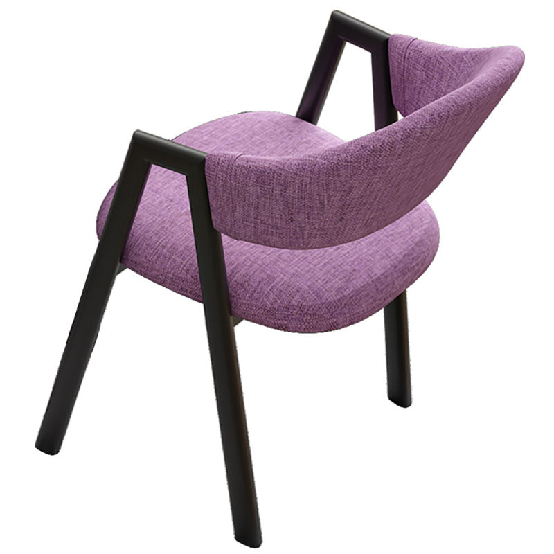 Modern Style Iron Arm Chair Open Back Dining Side Chair with Upholstered Purple 1 Piece Black Clearhalo 'Dining Chairs' 'Dining Tables & Seating' 'dining_chair' 'furn' 'furn_dining_chair' 'Furniture' 'furniture_dining_chair' 'Kitchen & Dining Furniture' 4831430