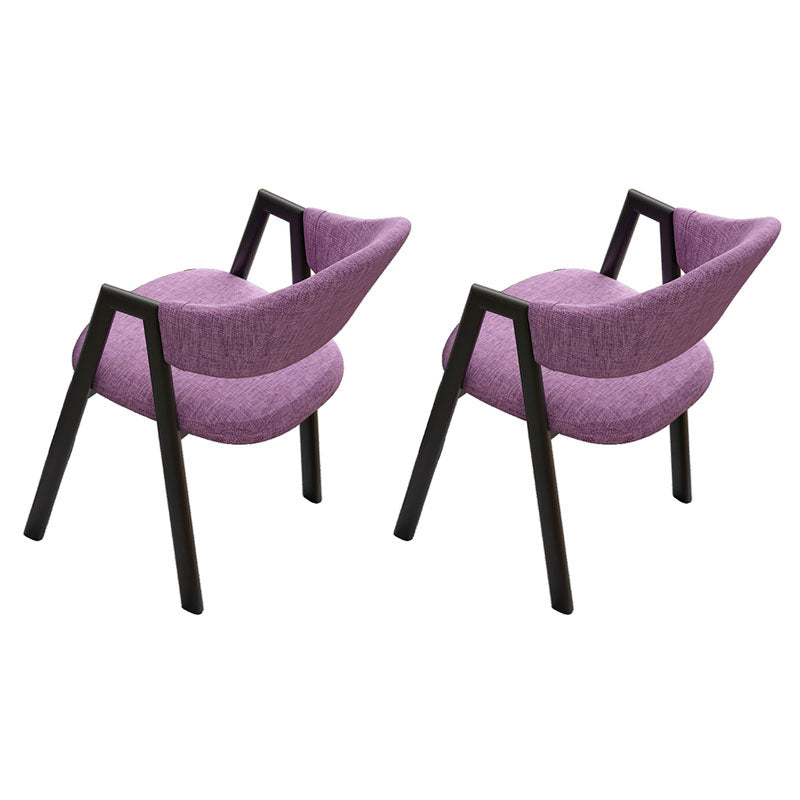 Modern Style Iron Arm Chair Open Back Dining Side Chair with Upholstered Purple 2 Piece Set Black Clearhalo 'Dining Chairs' 'Dining Tables & Seating' 'dining_chair' 'furn' 'furn_dining_chair' 'Furniture' 'furniture_dining_chair' 'Kitchen & Dining Furniture' 4831431