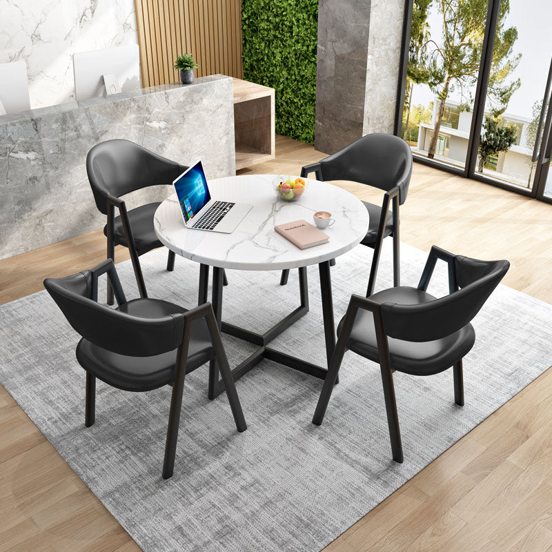 Modern Style Iron Arm Chair Open Back Dining Side Chair with Upholstered Clearhalo 'Dining Chairs' 'Dining Tables & Seating' 'dining_chair' 'furn' 'furn_dining_chair' 'Furniture' 'furniture_dining_chair' 'Kitchen & Dining Furniture' 4831432