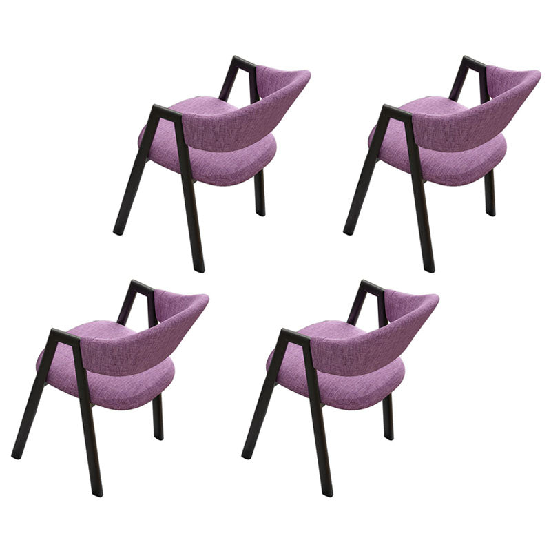 Modern Style Iron Arm Chair Open Back Dining Side Chair with Upholstered Purple 4 Piece Set Black Clearhalo 'Dining Chairs' 'Dining Tables & Seating' 'dining_chair' 'furn' 'furn_dining_chair' 'Furniture' 'furniture_dining_chair' 'Kitchen & Dining Furniture' 4831433