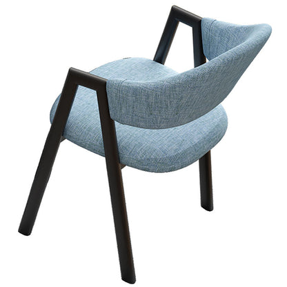 Modern Style Iron Arm Chair Open Back Dining Side Chair with Upholstered Blue 1 Piece Black Clearhalo 'Dining Chairs' 'Dining Tables & Seating' 'dining_chair' 'furn' 'furn_dining_chair' 'Furniture' 'furniture_dining_chair' 'Kitchen & Dining Furniture' 4831436