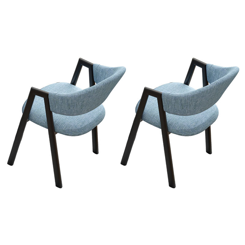 Modern Style Iron Arm Chair Open Back Dining Side Chair with Upholstered Blue 2 Piece Set Black Clearhalo 'Dining Chairs' 'Dining Tables & Seating' 'dining_chair' 'furn' 'furn_dining_chair' 'Furniture' 'furniture_dining_chair' 'Kitchen & Dining Furniture' 4831438
