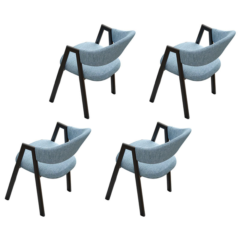 Modern Style Iron Arm Chair Open Back Dining Side Chair with Upholstered Blue 4 Piece Set Black Clearhalo 'Dining Chairs' 'Dining Tables & Seating' 'dining_chair' 'furn' 'furn_dining_chair' 'Furniture' 'furniture_dining_chair' 'Kitchen & Dining Furniture' 4831440