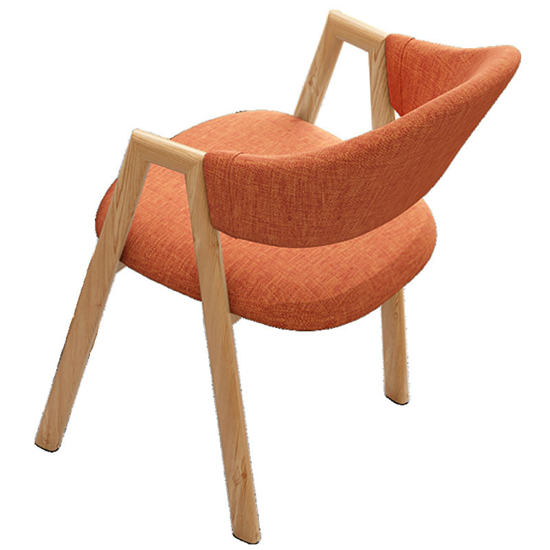 Modern Style Iron Arm Chair Open Back Dining Side Chair with Upholstered Orange 1 Piece Natural Wood Clearhalo 'Dining Chairs' 'Dining Tables & Seating' 'dining_chair' 'furn' 'furn_dining_chair' 'Furniture' 'furniture_dining_chair' 'Kitchen & Dining Furniture' 4831441