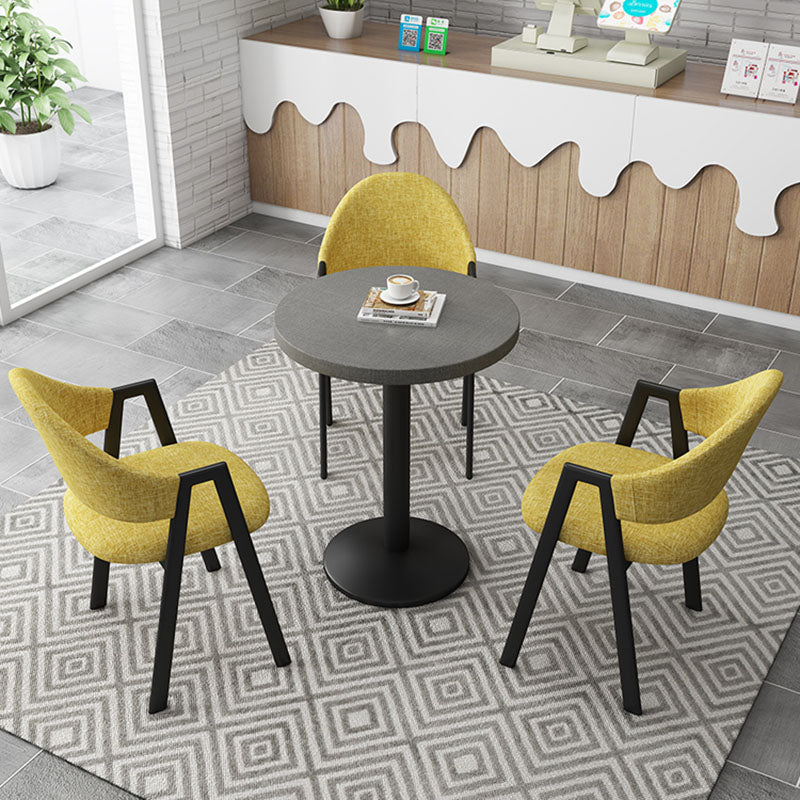 Modern Style Iron Arm Chair Open Back Dining Side Chair with Upholstered Clearhalo 'Dining Chairs' 'Dining Tables & Seating' 'dining_chair' 'furn' 'furn_dining_chair' 'Furniture' 'furniture_dining_chair' 'Kitchen & Dining Furniture' 4831443