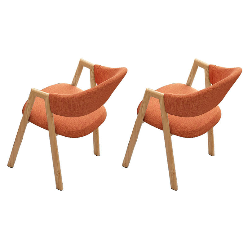 Modern Style Iron Arm Chair Open Back Dining Side Chair with Upholstered Orange 2 Piece Set Natural Wood Clearhalo 'Dining Chairs' 'Dining Tables & Seating' 'dining_chair' 'furn' 'furn_dining_chair' 'Furniture' 'furniture_dining_chair' 'Kitchen & Dining Furniture' 4831444