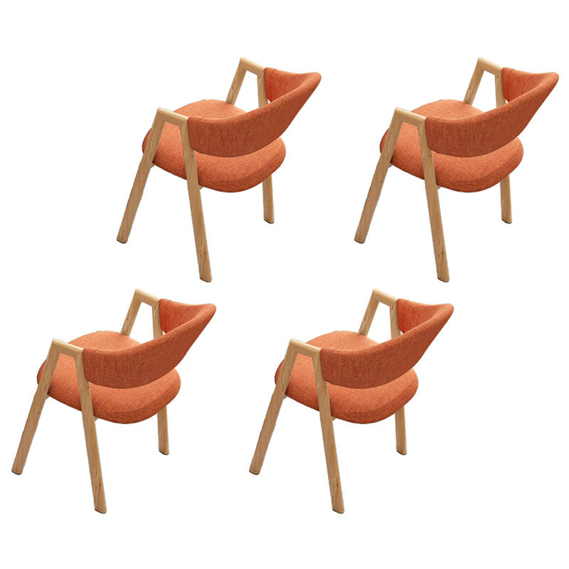 Modern Style Iron Arm Chair Open Back Dining Side Chair with Upholstered Orange 4 Piece Set Natural Wood Clearhalo 'Dining Chairs' 'Dining Tables & Seating' 'dining_chair' 'furn' 'furn_dining_chair' 'Furniture' 'furniture_dining_chair' 'Kitchen & Dining Furniture' 4831445