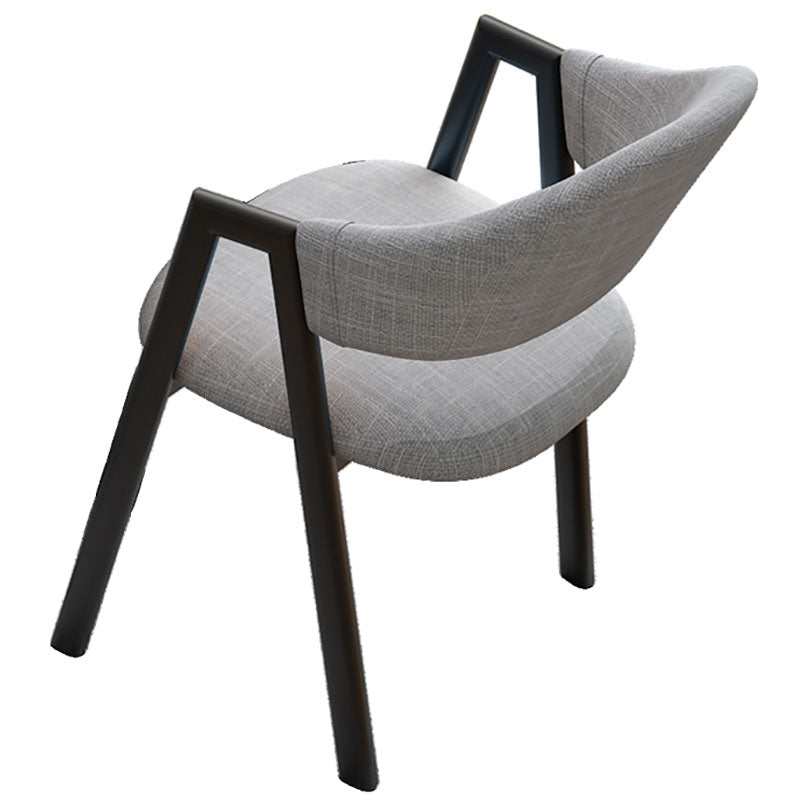 Modern Style Iron Arm Chair Open Back Dining Side Chair with Upholstered Light Gray 1 Piece Black Clearhalo 'Dining Chairs' 'Dining Tables & Seating' 'dining_chair' 'furn' 'furn_dining_chair' 'Furniture' 'furniture_dining_chair' 'Kitchen & Dining Furniture' 4831447