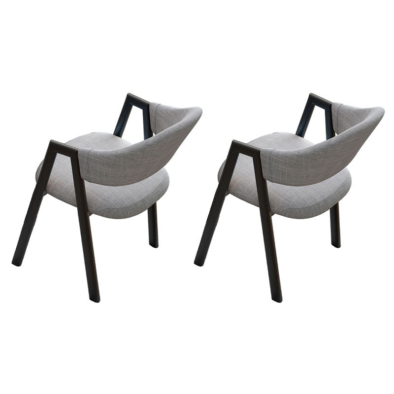 Modern Style Iron Arm Chair Open Back Dining Side Chair with Upholstered Light Gray 2 Piece Set Black Clearhalo 'Dining Chairs' 'Dining Tables & Seating' 'dining_chair' 'furn' 'furn_dining_chair' 'Furniture' 'furniture_dining_chair' 'Kitchen & Dining Furniture' 4831448