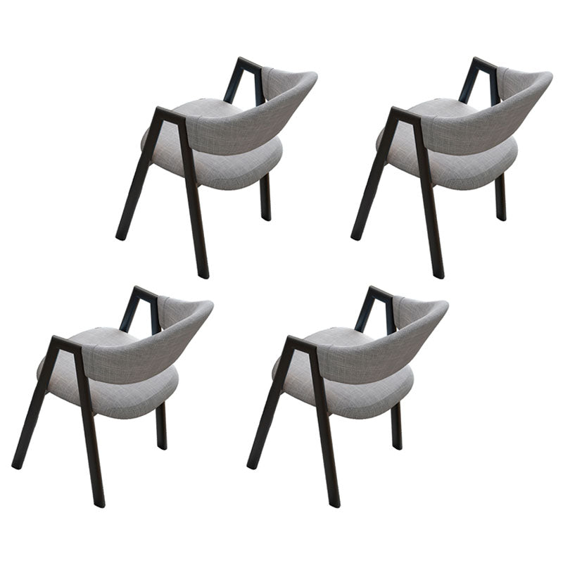 Modern Style Iron Arm Chair Open Back Dining Side Chair with Upholstered Light Gray 4 Piece Set Black Clearhalo 'Dining Chairs' 'Dining Tables & Seating' 'dining_chair' 'furn' 'furn_dining_chair' 'Furniture' 'furniture_dining_chair' 'Kitchen & Dining Furniture' 4831449