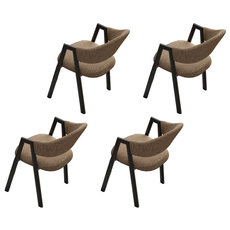 Modern Style Iron Arm Chair Open Back Dining Side Chair with Upholstered Coffee 4 Piece Set Black Clearhalo 'Dining Chairs' 'Dining Tables & Seating' 'dining_chair' 'furn' 'furn_dining_chair' 'Furniture' 'furniture_dining_chair' 'Kitchen & Dining Furniture' 4831452