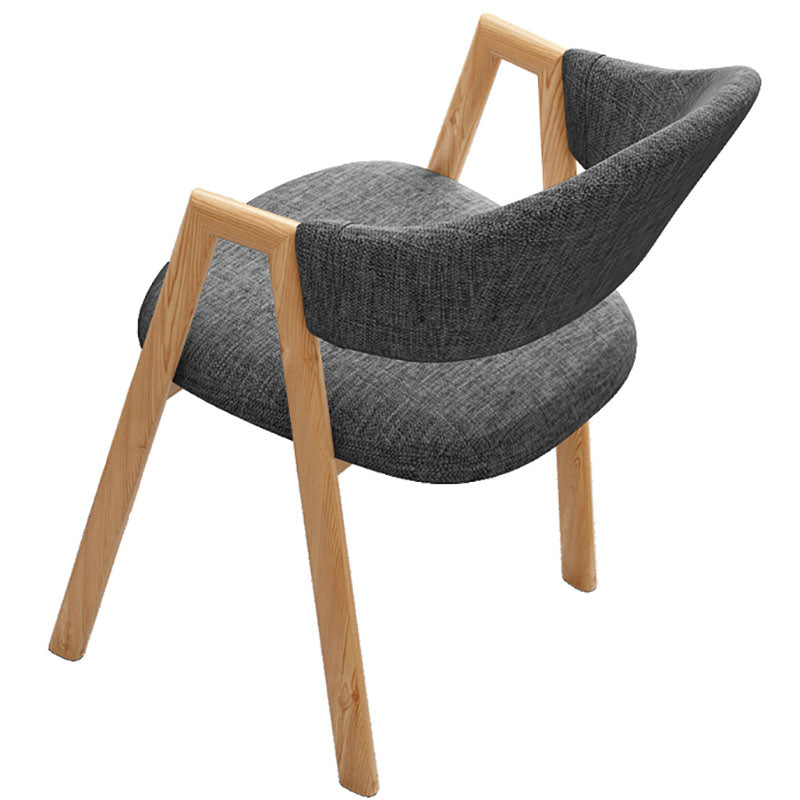 Modern Style Iron Arm Chair Open Back Dining Side Chair with Upholstered Dark Gray 1 Piece Natural Wood Clearhalo 'Dining Chairs' 'Dining Tables & Seating' 'dining_chair' 'furn' 'furn_dining_chair' 'Furniture' 'furniture_dining_chair' 'Kitchen & Dining Furniture' 4831453
