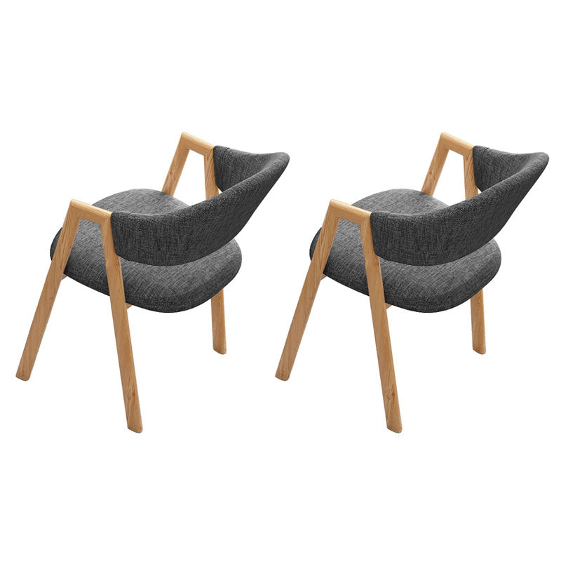Modern Style Iron Arm Chair Open Back Dining Side Chair with Upholstered Dark Gray 2 Piece Set Natural Wood Clearhalo 'Dining Chairs' 'Dining Tables & Seating' 'dining_chair' 'furn' 'furn_dining_chair' 'Furniture' 'furniture_dining_chair' 'Kitchen & Dining Furniture' 4831454